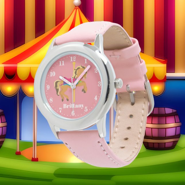 Cute carousel horse add namn watch armbandsur (Skapare uppladdad)