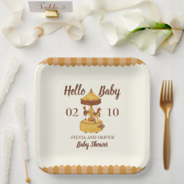 Cute carousel könsneutral babydusch