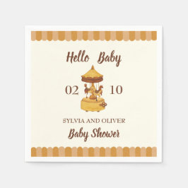 Cute carousel könsneutral babydusch pappersservett