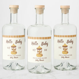 Cute carousel könsneutral babydusch spritflaskor etikett