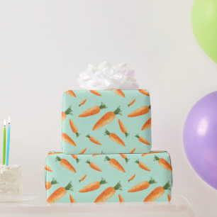 Cute Carrot Kärlek Mönster Pastel Grönt Presentpapper