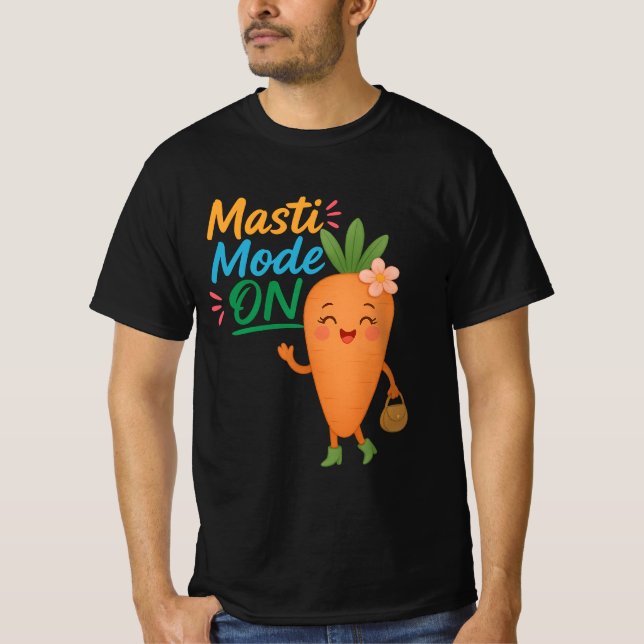 Cute Carrot Masti Mode ON Men’s T-Shirt Funny (Framsida)