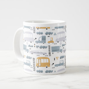 Cute Cars i Traffic Mönster Jumbo Mugg