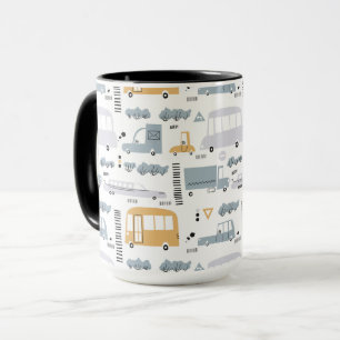 Cute Cars i Traffic Mönster Mugg