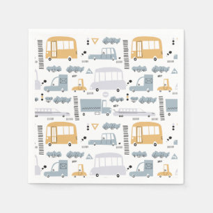 Cute Cars i Traffic Mönster Pappersservett