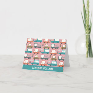 Cute Cars Lastbilar Rosa Personlig Stationery Anteckningskort
