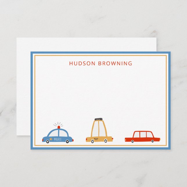 Cute Cars Personlig Note Cards Tack Kort (Fram/baksida)