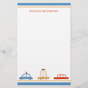 Cute Cars Personlig Stationery Lakan Brevpapper