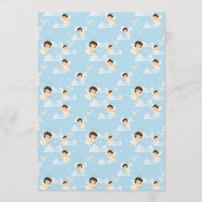 Cute Cartoon Angels And Doves Seamless Pattern Inbjudningar (Framsida)