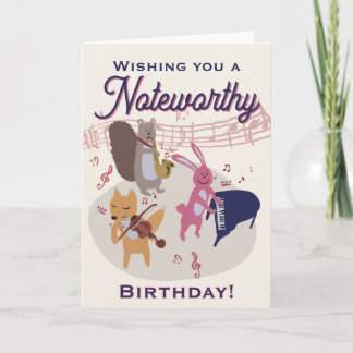 Cute Cartoon Animal Band Woodland Musical Birthday Kort