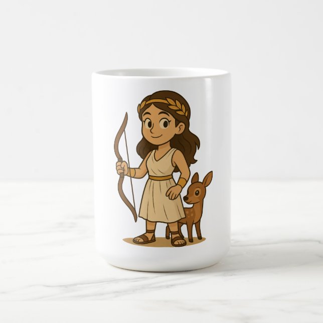 Cute Cartoon Artemis Baby | Greek Goddess  Kaffemugg (Center)