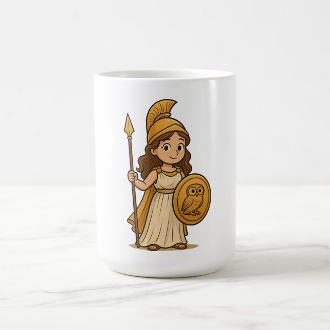 Cute Cartoon Athena – Greek Goddess Mythology Kaffemugg (Center)