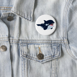 Cute Cartoon Baby Orca Button Knapp