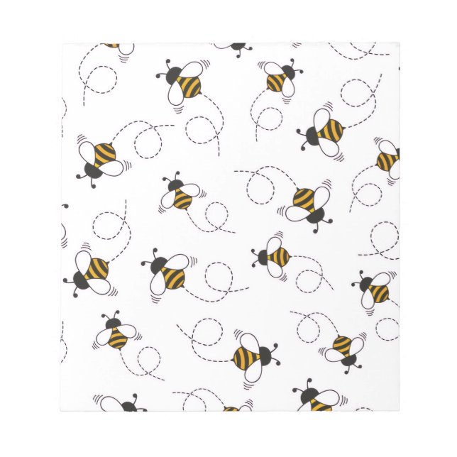 Cute Cartoon Bee Honeybee Seamless Pattern Sticky  Anteckningsblock (Framsida)