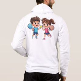 Cute Cartoon Boy and Girl Playing Padel Tennis – F T Shirt