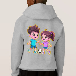 Cute Cartoon Boy and Girl Playing Soccer Together  T Shirt