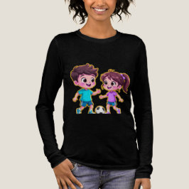 Cute Cartoon Boy and Girl Playing Soccer Together  T Shirt