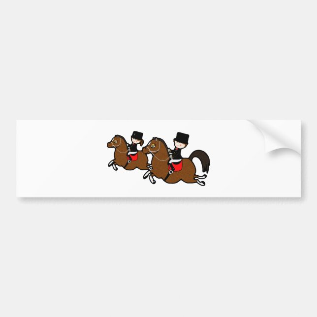 Cute cartoon boy girl riding dressage horses bildekal (Framsidan)