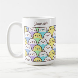 Cute Cartoon Budgie Parrot Pattern Name Kaffemugg