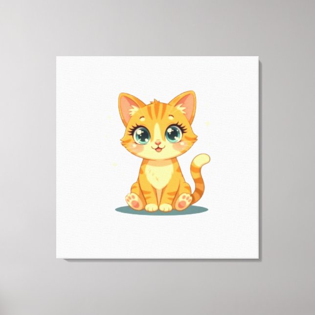 **Cute Cartoon Cat – Adorable Kitty Illustration** Canvastryck (Framsida)