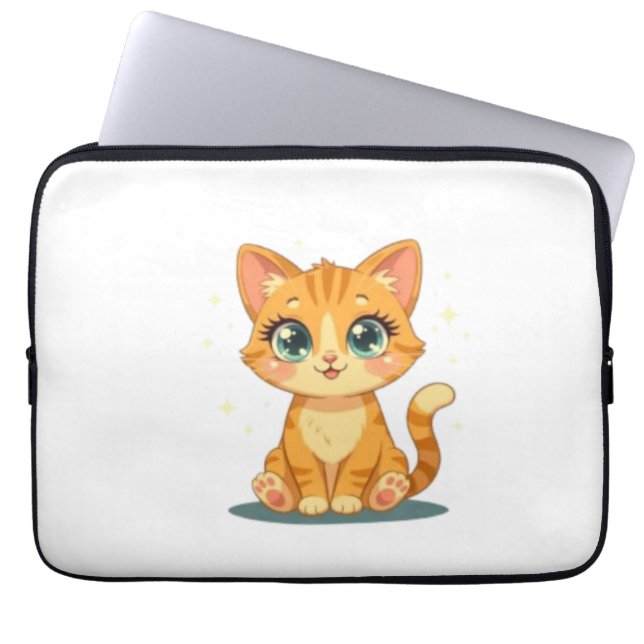 **Cute Cartoon Cat – Adorable Kitty Illustration** Laptop Fodral (Framsidan)