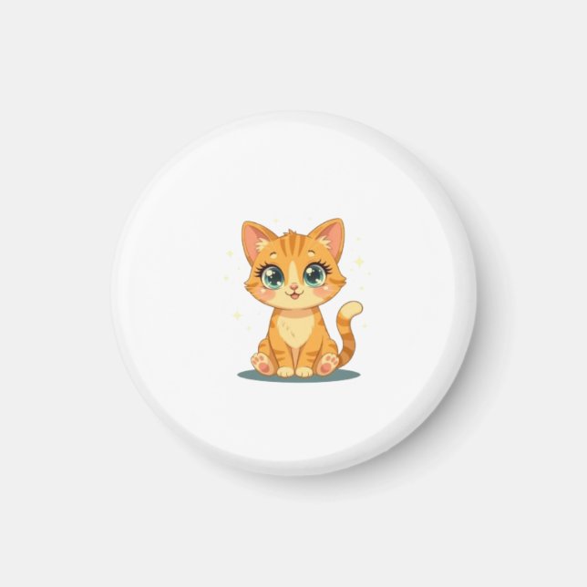 **Cute Cartoon Cat – Adorable Kitty Illustration** Magnet (Framsidan)