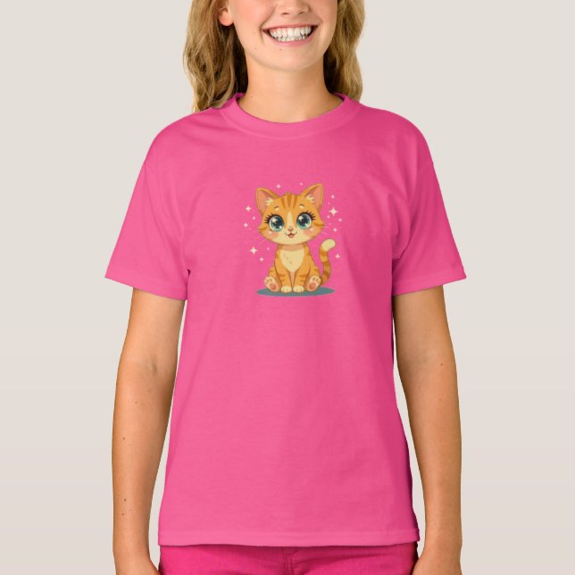 **Cute Cartoon Cat – Adorable Kitty Illustration** T Shirt (Framsida)