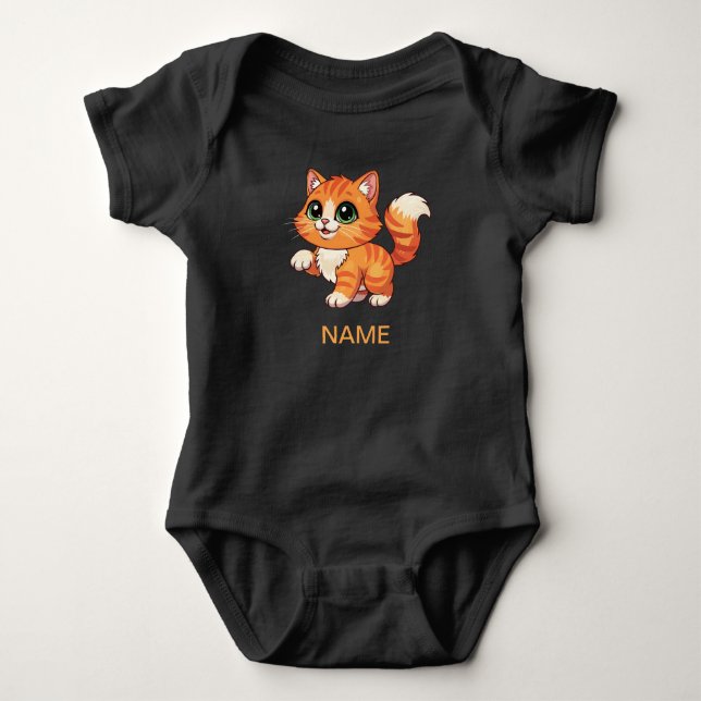 Cute Cartoon Cat Baby Bodysuit  T Shirt (Framsida)
