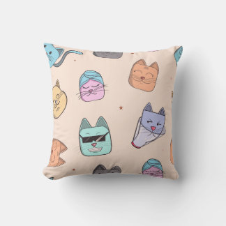 Cute Cartoon Cat Kitty Faces Pattern Patterns | Pa Kudde