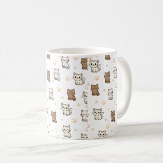 Cute Cartoon Cat Pattern Mug | Kawaii Kitty Coffee Kaffemugg