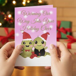 Cute Cartoon Character Pink Christmas  Helgkort