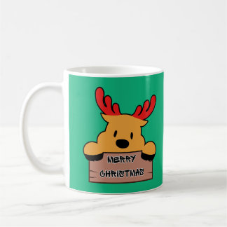 Cute Cartoon Christmas Reindeer Kaffemugg