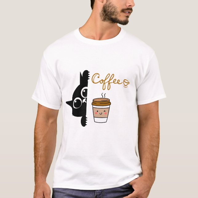 Cute Cartoon Coffee Design – T-Shirt for Coffee Lo (Framsida)