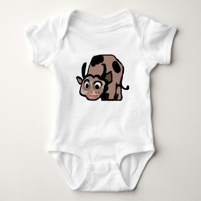 Cute Cartoon Cow Baby Bodysuit T Shirt (Framsida)