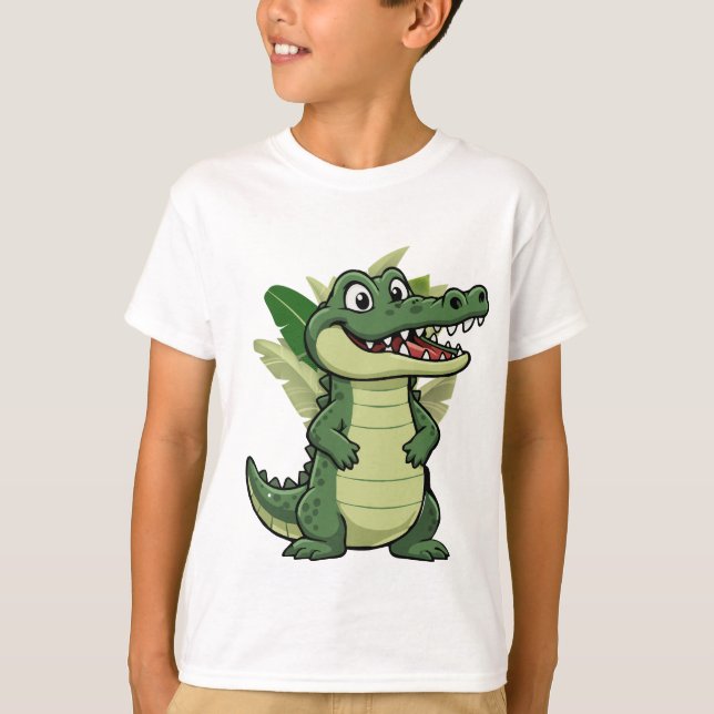 Cute Cartoon Crocodile T Shirt (Framsida)