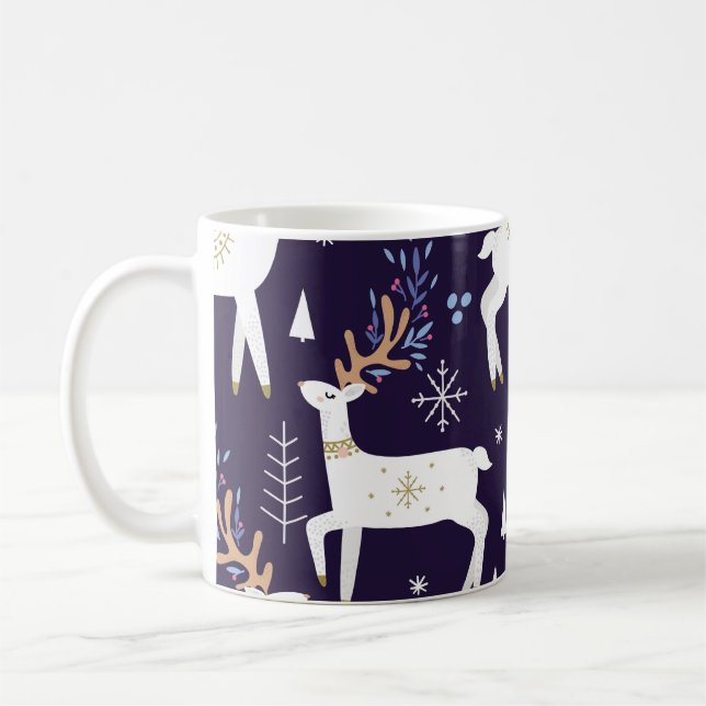 Cute cartoon deer seamless pattern, nursery backgr kaffemugg (Vänster)