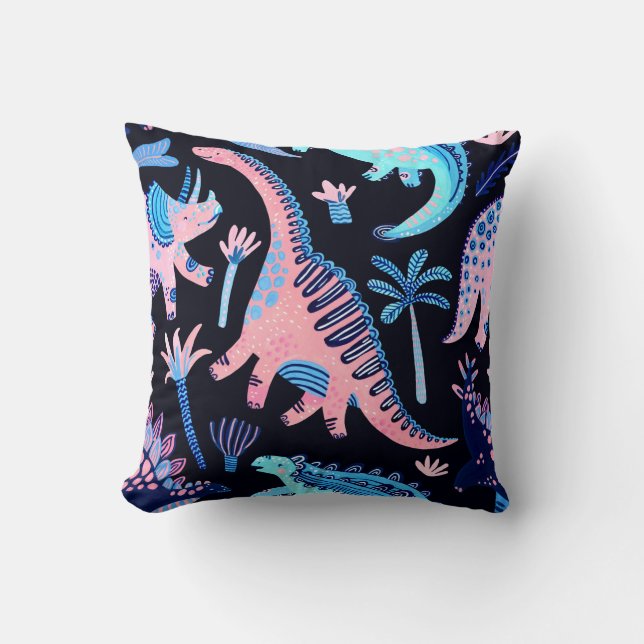 Cute cartoon dinosaurs seamless pattern in scandin kudde (Framsida)