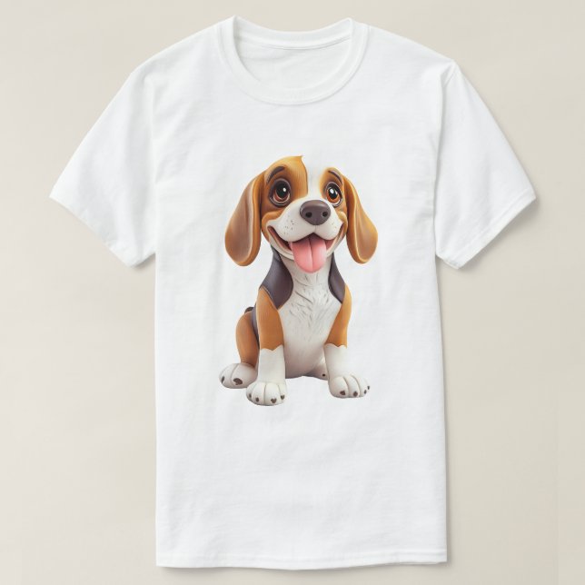 Cute Cartoon Dog T Shirt (Design framsida)
