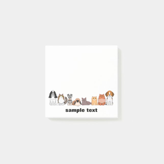 cute cartoon dogs and cats post it post-it block (Framsida)