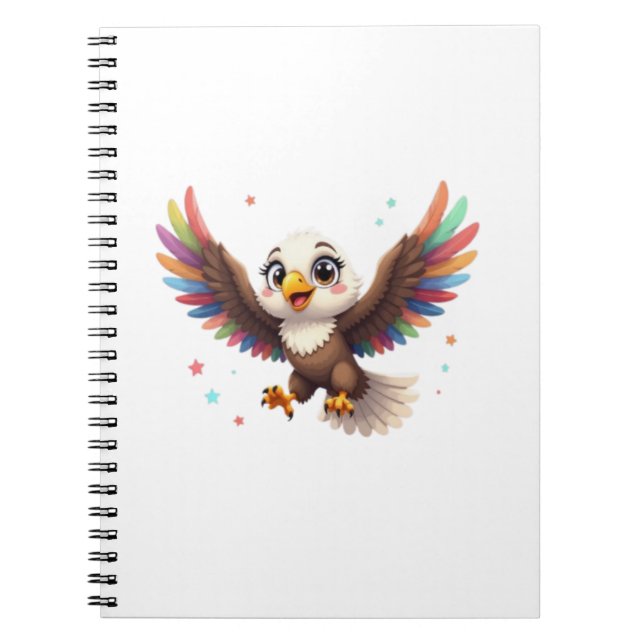 Cute Cartoon Eagle Flying – Friendly Vector Art Anteckningsbok (Framsidan)