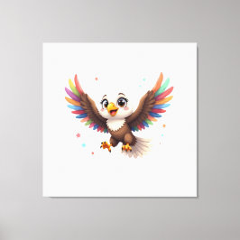 Cute Cartoon Eagle Flying – Friendly Vector Art Canvastryck