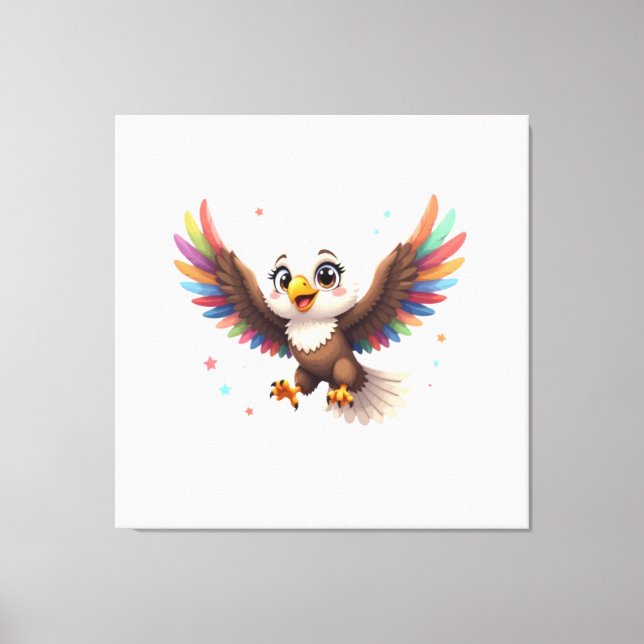 Cute Cartoon Eagle Flying – Friendly Vector Art Canvastryck (Framsida)