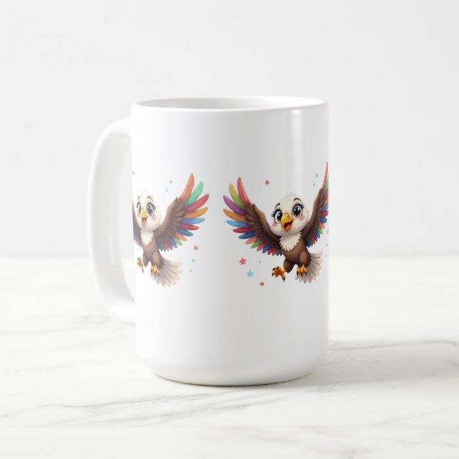 Cute Cartoon Eagle Flying – Friendly Vector Art Kaffemugg (Framsida vänster)