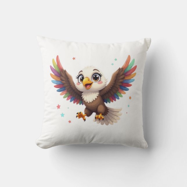 Cute Cartoon Eagle Flying – Friendly Vector Art Kudde (Framsida)