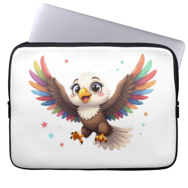 Cute Cartoon Eagle Flying – Friendly Vector Art Laptop Fodral (Framsidan)