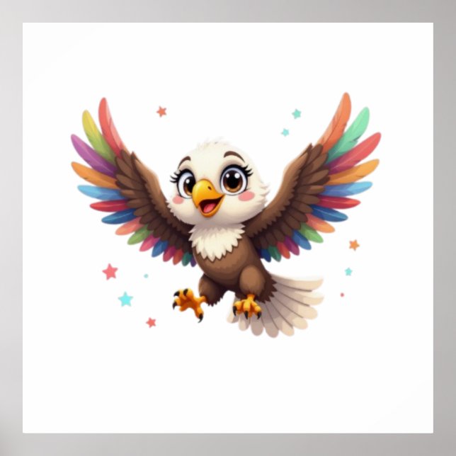 Cute Cartoon Eagle Flying – Friendly Vector Art Poster (Framsidan)