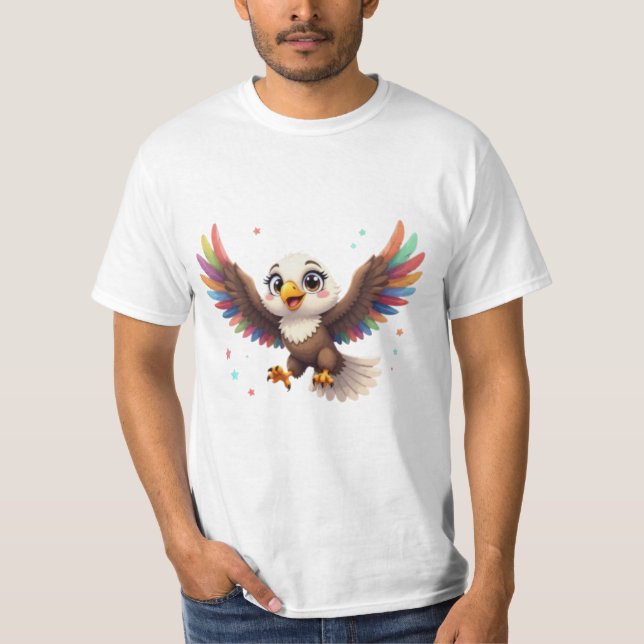 Cute Cartoon Eagle Flying – Friendly Vector Art T Shirt (Framsida)