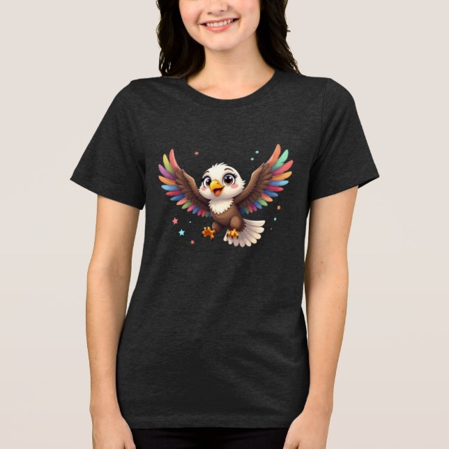 Cute Cartoon Eagle Flying – Friendly Vector Art T Shirt (Framsida)