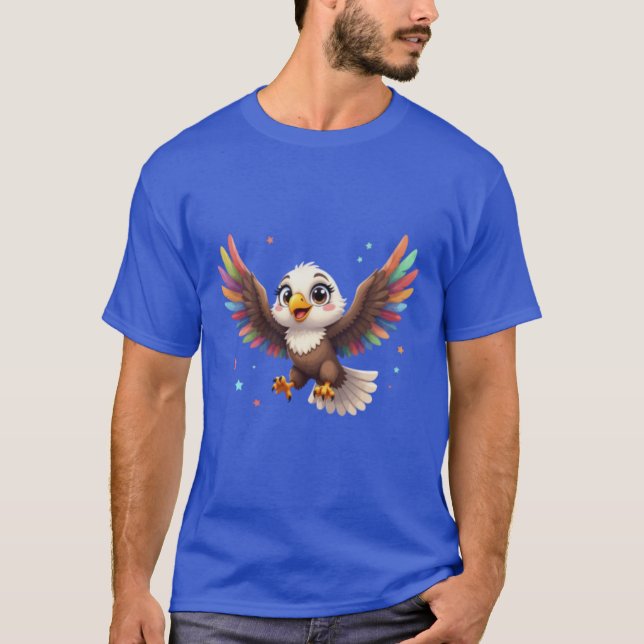 Cute Cartoon Eagle Flying – Friendly Vector Art T Shirt (Framsida)