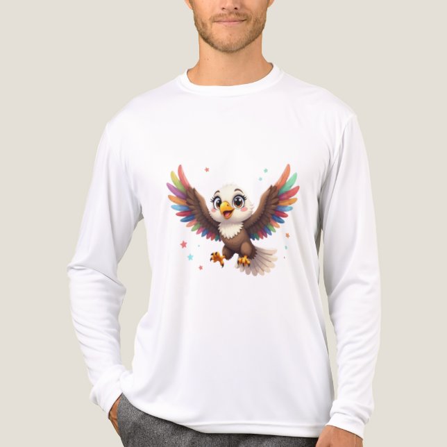 Cute Cartoon Eagle Flying – Friendly Vector Art T Shirt (Framsida)
